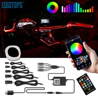leadtops car atmosphere lights neon wire strip light rgb multiple modes app sound control auto interior decorative ambient lamp