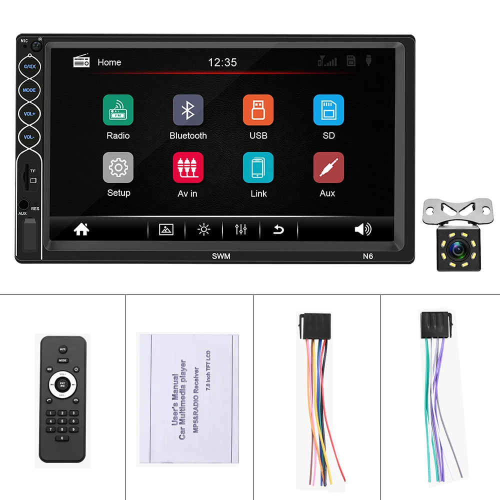 With 8 IRCamera Camecho 2 din автомагнитола " HD Автомагнитола 2DIN сенсорная Автомобильная стерео Автомагнитола зеркальная связь MP5 Bluetooth USB TF FM Поддержка камеры заднего вида - Цвет: With 8 IRCamera