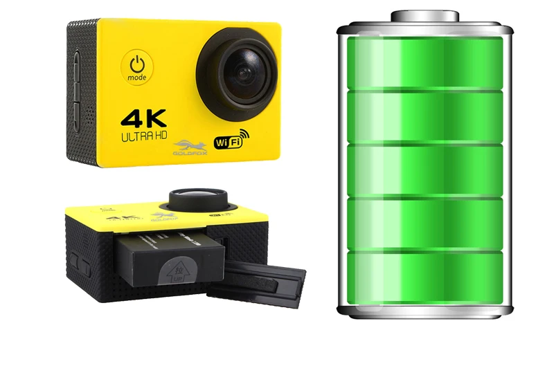 Спортивная Экшн-камера F60R Ultra HD 4K Wi-Fi 16 МП 170 дюйма | Электроника