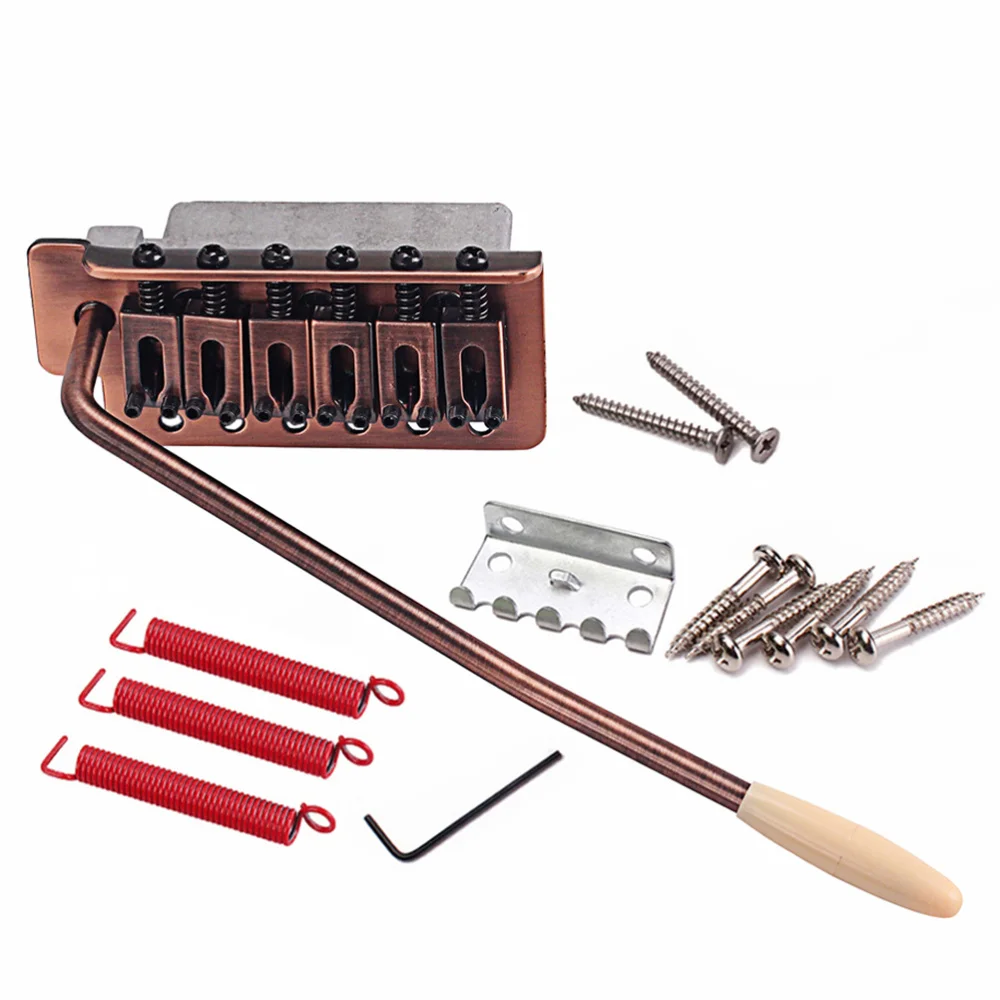 

1 Set 6 String Flat Saddle Single Tremolo Bridge System for ST Electric Guitar Parts Replacement (Bronze)