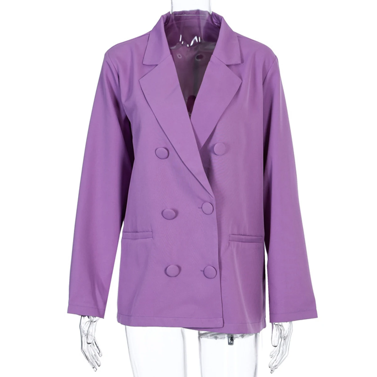 

2021 Chic Loose Pink Women Blazer Pieces Single Breasted Formal Suit Coat Vintage Female Outerwear Chic Tops