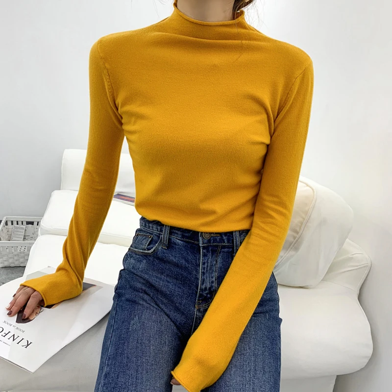 Женский Однотонный свитер с круглым вырезом Женские базовые свитера модная