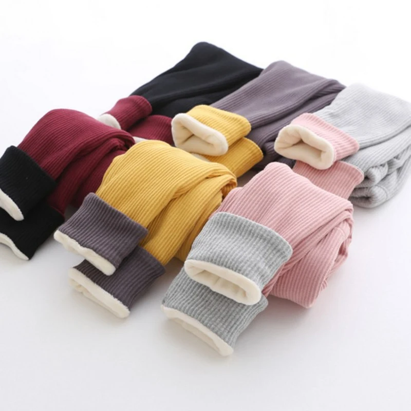 Теплые зимние штаны для девочек обтягивающие хлопковые брюки-клеш Новое