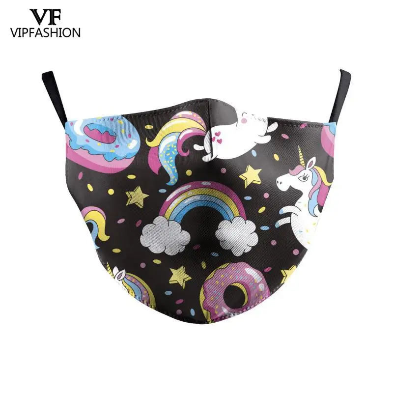 Маска VIP FASHAION для взрослых многоразовая моющаяся Тканевая маска с милым