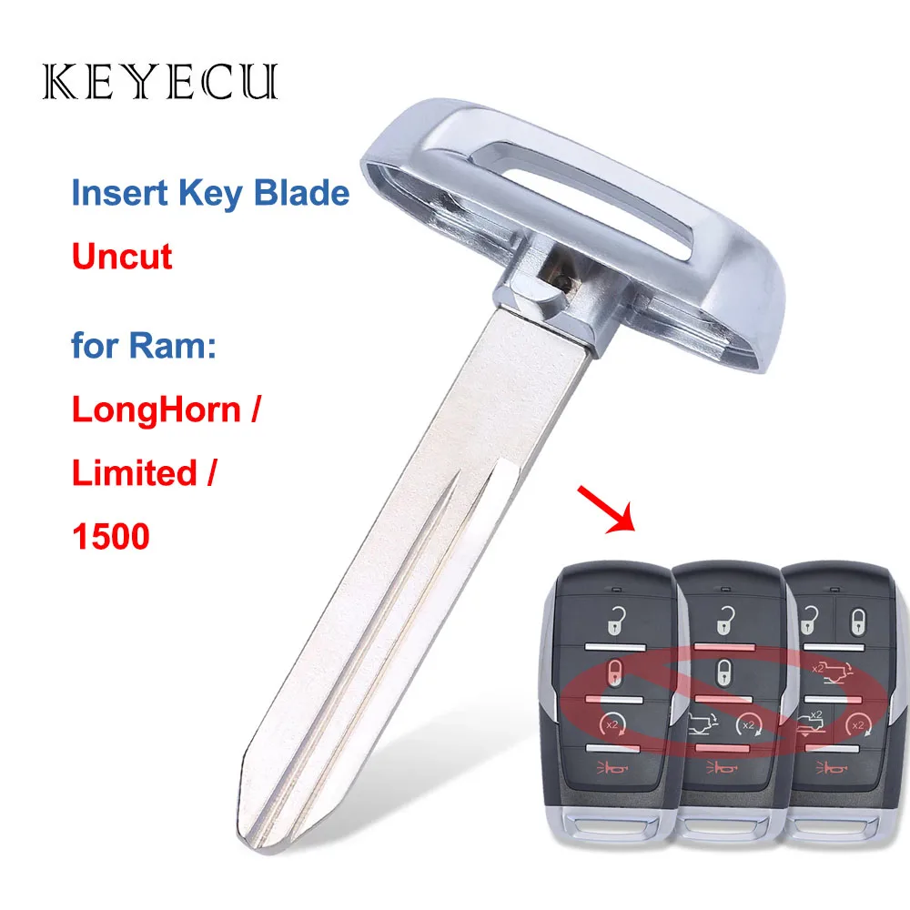 

Keyecu 1 3 10 Uncut Insert Emergency Key Blade for Ram LongHorn Limited 1500 2019 2020 Smart Remote Key