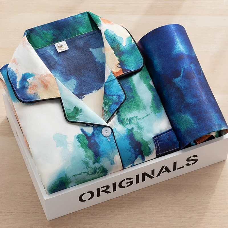 Шелковый пижамный комплект pjs для женщин атласная пижама с длинным рукавом