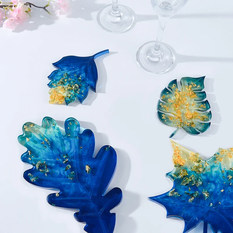 

4Pcs Leaf With Gold Can Resin Tray Molds Silicone Mold For Resin Epoxy Silicon Molds For Resin Resin Molds Art