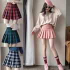 Новая женская короткая юбка в стиле Харадзюку, новая Корейская клетчатая юбка на молнии с высокой талией, школьная плиссированная клетчатая юбка, Сексуальная мини-юбка