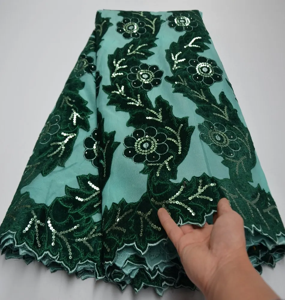 Модная африканская кружевная ткань высокого качества с блестками в нигерийском