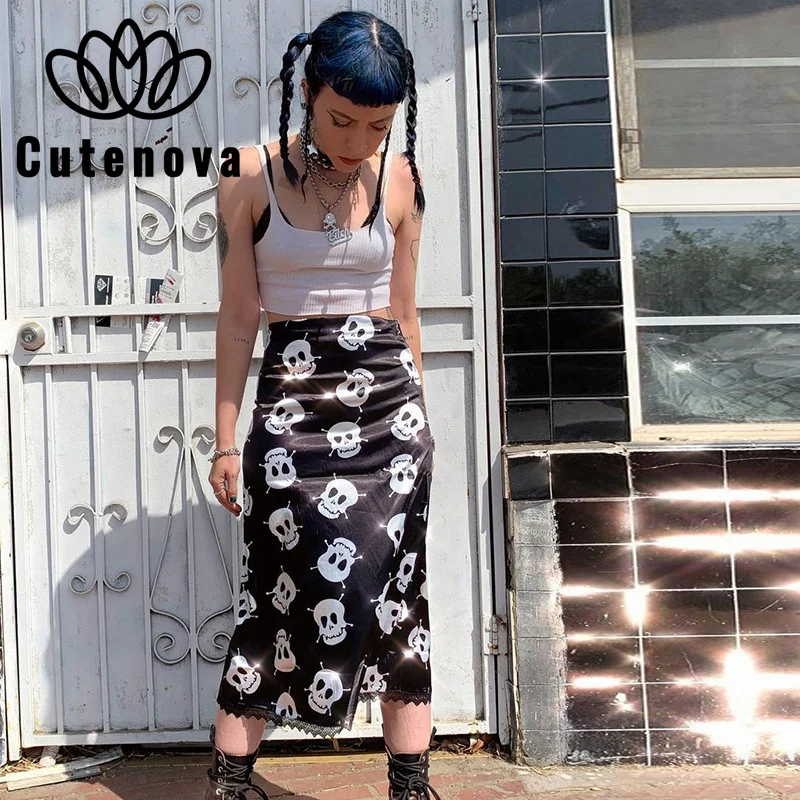 

CuteNova Autumn Skull Print Skirt Pants Dress and elegant Dress Short Dress Beach Bohemian Women'Summer Sundress 2021 New Casual