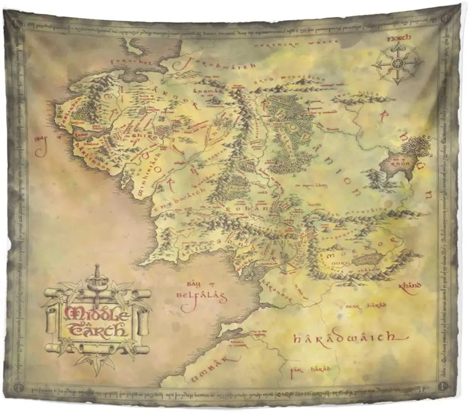 

Artwork Wall Hanging Middle Earth Map Tapestries Mattress Tablecloth Curtain Home Decor Print