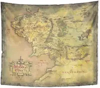 Artwork Wall Hanging Middle Earth Map Tapestries Mattress Tablecloth Curtain Home Decor Print