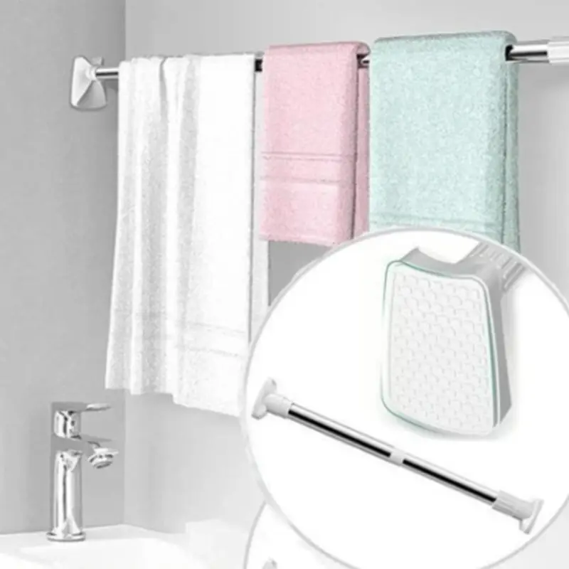 

High Quality Telescopic Clothing Rod Punch-free Adjustable Shower Curtain Rods Extendable Stainless Steel Simple Support Rod
