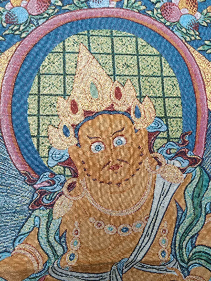 36 &quotтибетский с тканевым верхом вышитыми шелк Буддизм желтый Jambhala Tangka Фреска