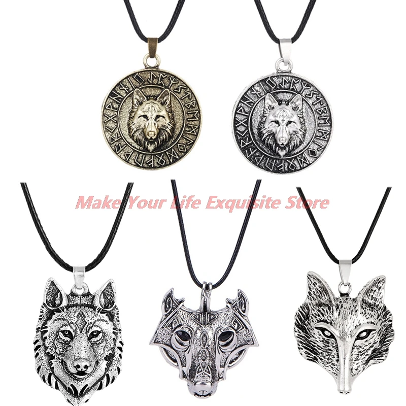 

Miraculous New Antique Silver Color Norse Vikings Pendant For Women Men Norse Wolf Head Necklaces Original Jewelry Gifts