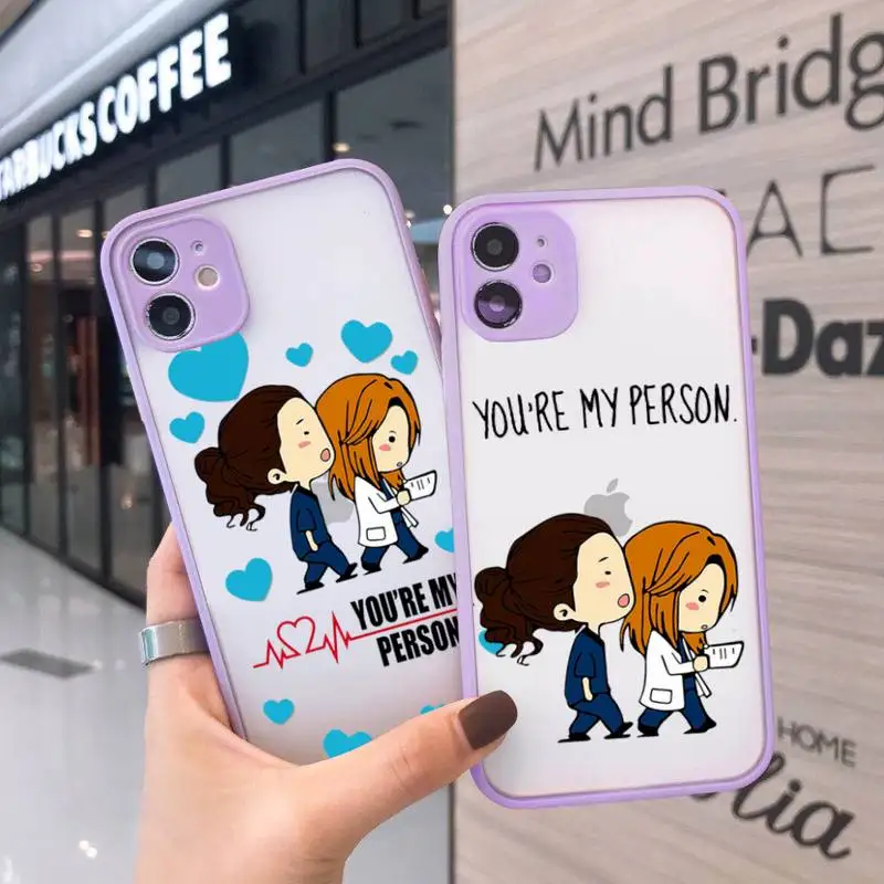 

Greys Anatomy You're My Person Phone Case For iPhone 12 11 Mini Pro XR XS Max 7 8 Plus X Matte transparent Purple Back Cover