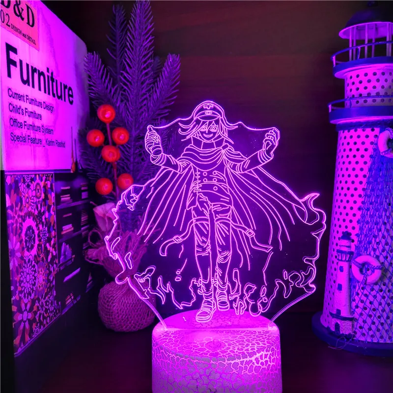 Danganronpa Kokichi Oma Night Light 3D Illusion Lamp Led Touch Sensor Colorful Bedroom Decor Nightlight Kids Birthday Manga Gift