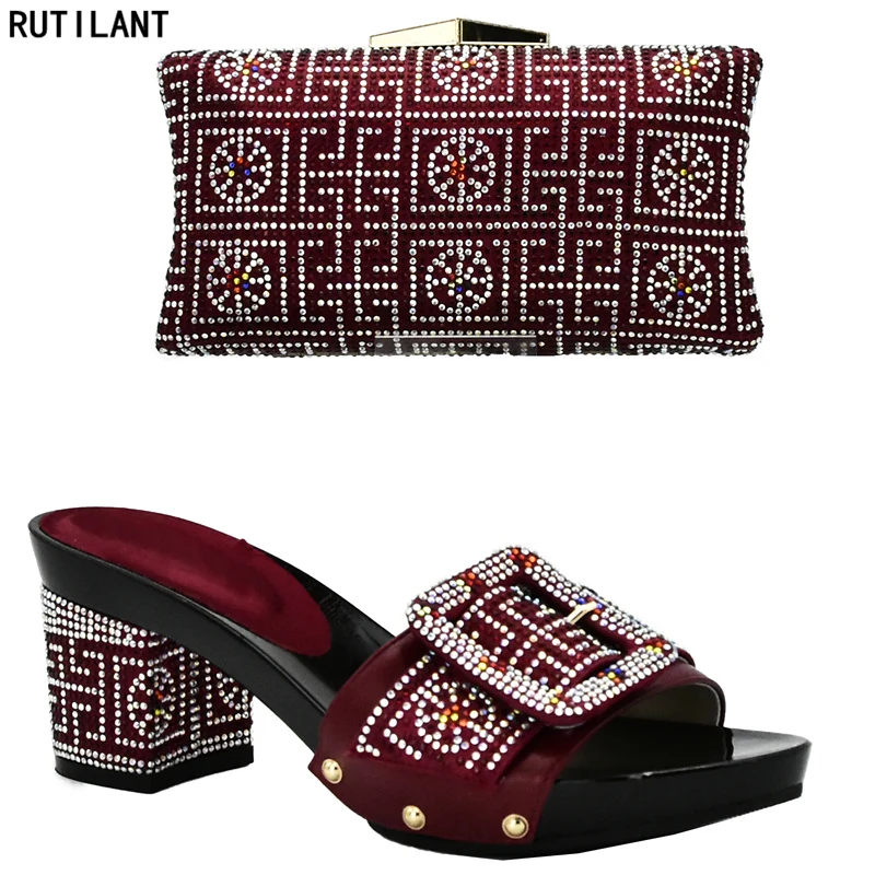 Винный цвет итальянская обувь с подходящими сумками африканские женские