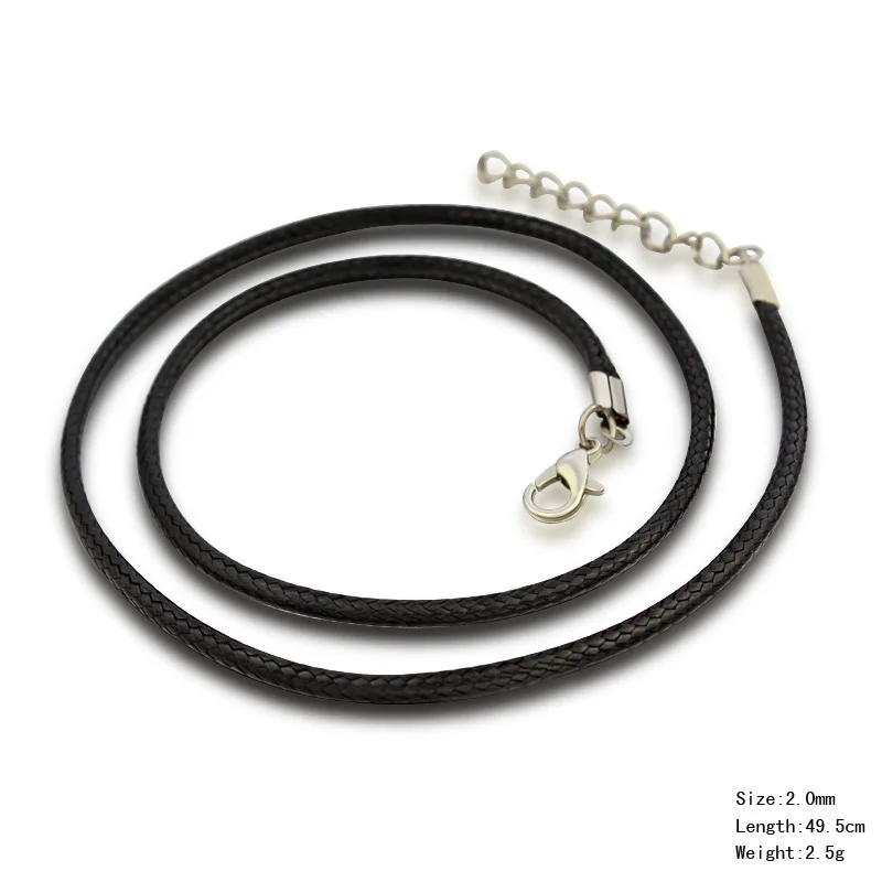 Вощеная Веревка черный кожаный шнур ожерелье браслет цепочка оптовая продажа 2