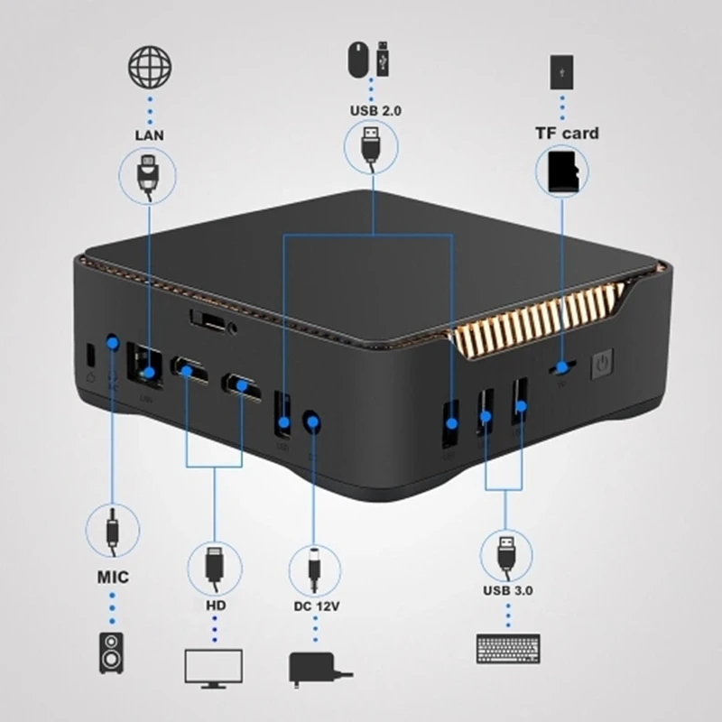 Мини ТВ приставка AK3V Win 10 HD медиаплеер с чипом 6 + 64 Гб J3455/64 бит/2 4 ГГц/5G