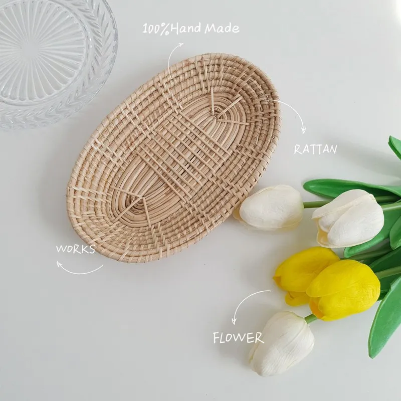 

Rattan Fruit Basket Hand Woven Oval Bread Basket