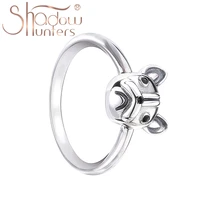 shadowhunters 100 real 925 sterling silver dog pattern ring for women jewelry lovely animal pet rings for friend unique gift