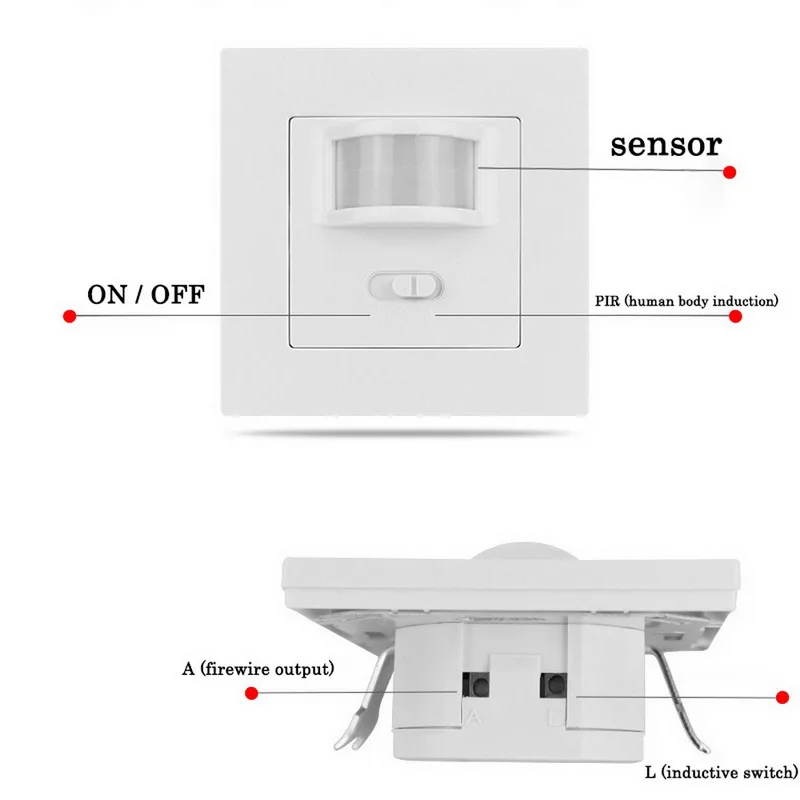 Переключатель с пассивным ИК датчиком движения 86 настенный Инфракрасный