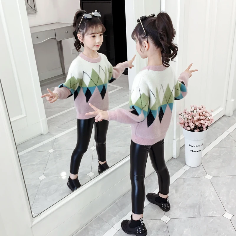 Новый детский свитер одежда для девочек детские пуловеры с круглым вырезом