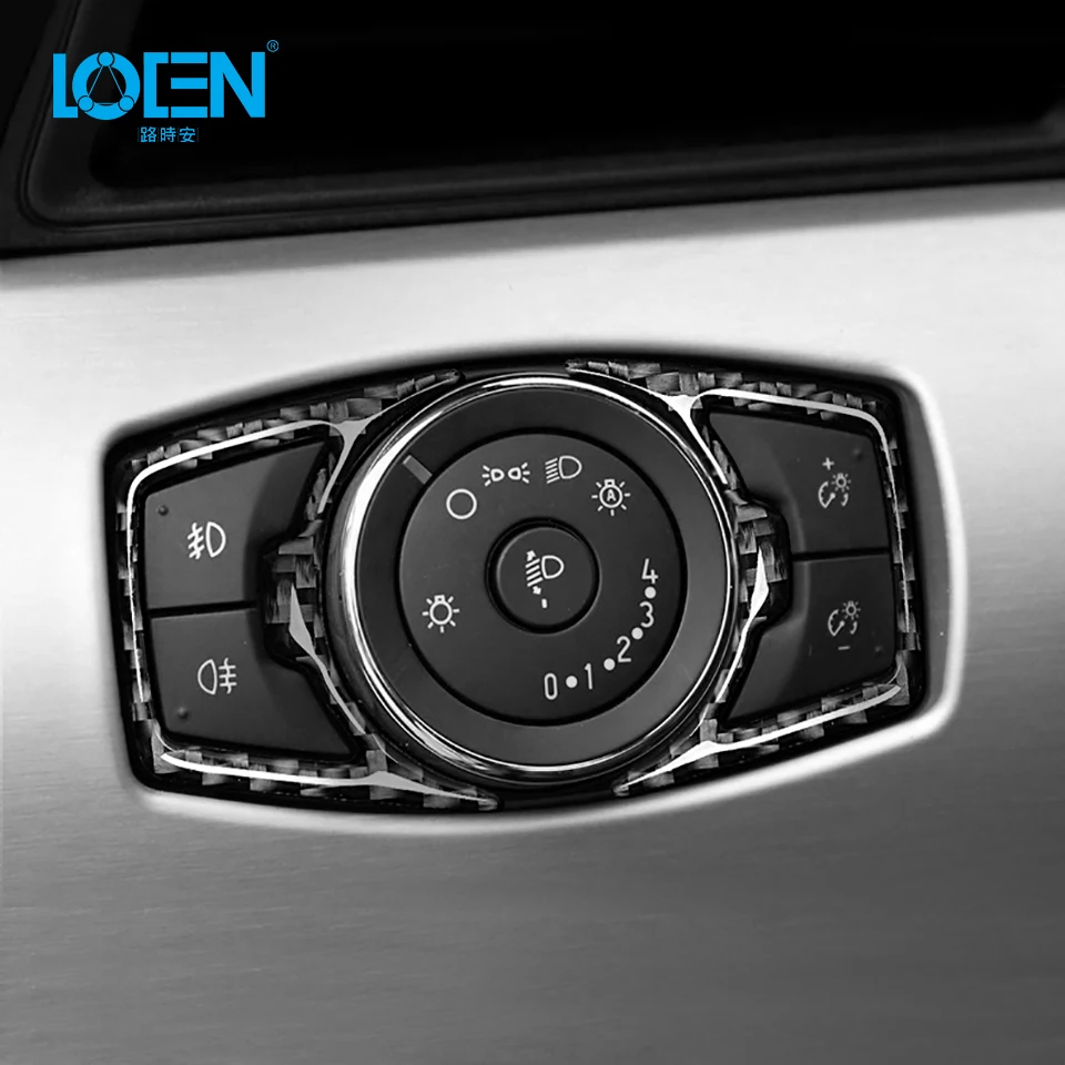 

For Ford Mustang Carbon Fiber Headlight Switch Buttons Trim Stickers Interior Decoration 2015-2019 Car accessories Car Styling