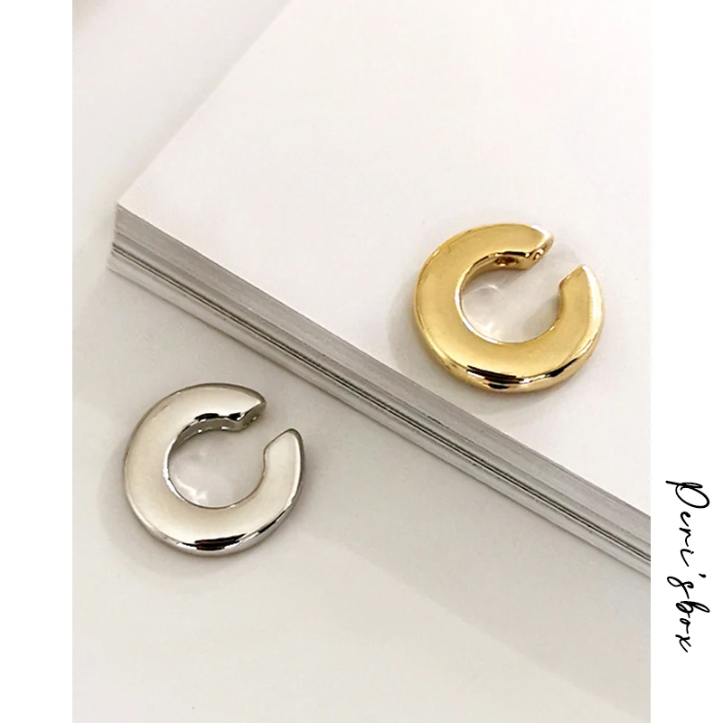 

Peri'sBox Chunky Solid Gold Ear Cuff Round Circle Geometric Earrings for Women Minimalist Cartilage Earrings Without Piercing
