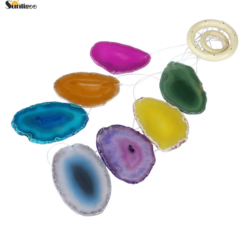 Sunligoo новинка 1х цветные кусочки натурального агата колокольчики для домашнего