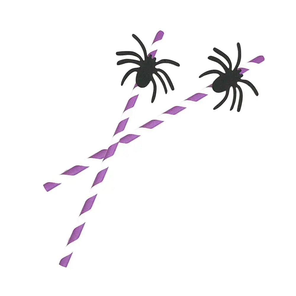 

50pcs Halloween Paper Straws Horror Spider Pumpkin Bat Paper Drinking Straw Halloween Party Decor DIY Funny Straws