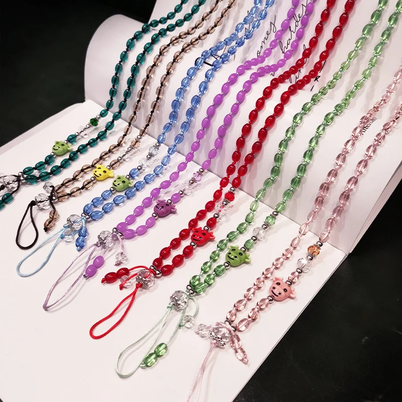 

Mobile Phone Lanyard Hanging Neck Hanging Chain Pendant Mobile Phone Shell Pendant Beads Long Wrist Sling Key U disk anti Lost