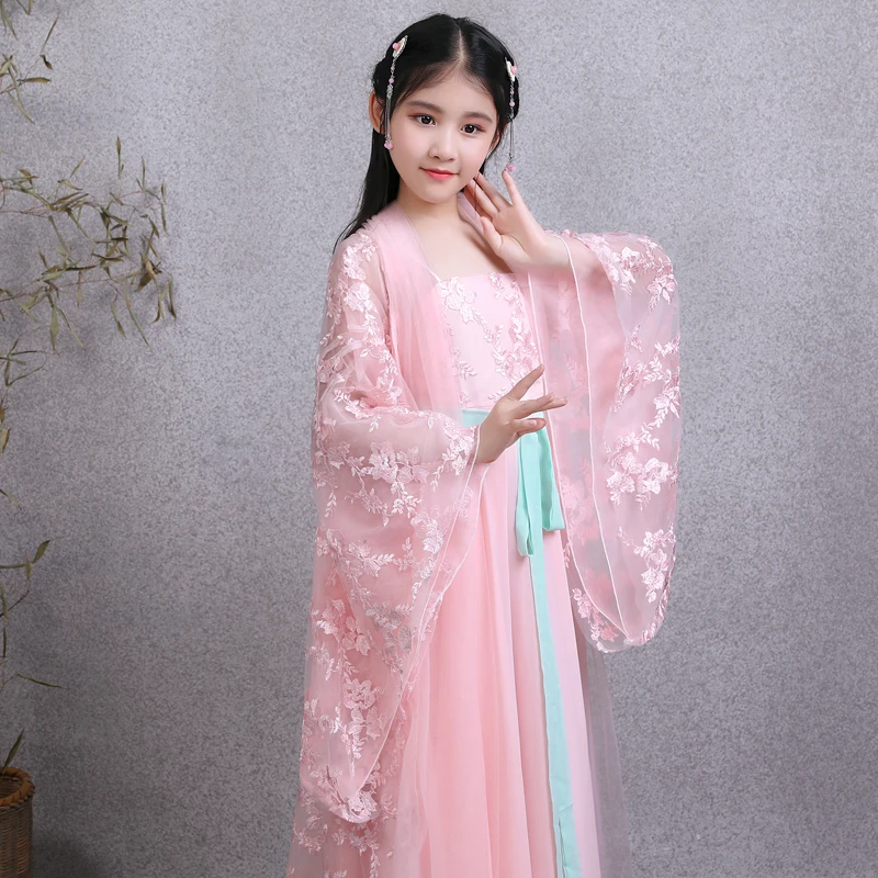 Традиционное китайское сказочное платье Тан ханьфу для девочек Розовая Одежда