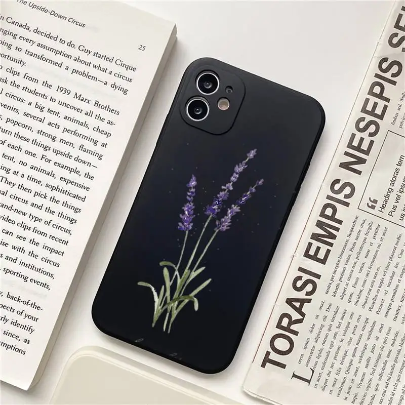 

Simple Lavender Purple Flowers Phone Case for iPhone 11 12 pro XS MAX 8 7 6 6S Plus X 5S SE 2020 XR Soft mobile bags