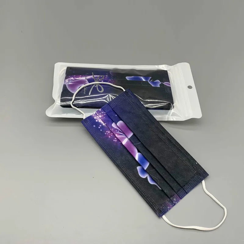 

50PCS Disposable Face Mask Fashion Space Planet Printing Masks 3 Layer Anti Dust Mask for Adult Earloop Mouth Mask Design Masque