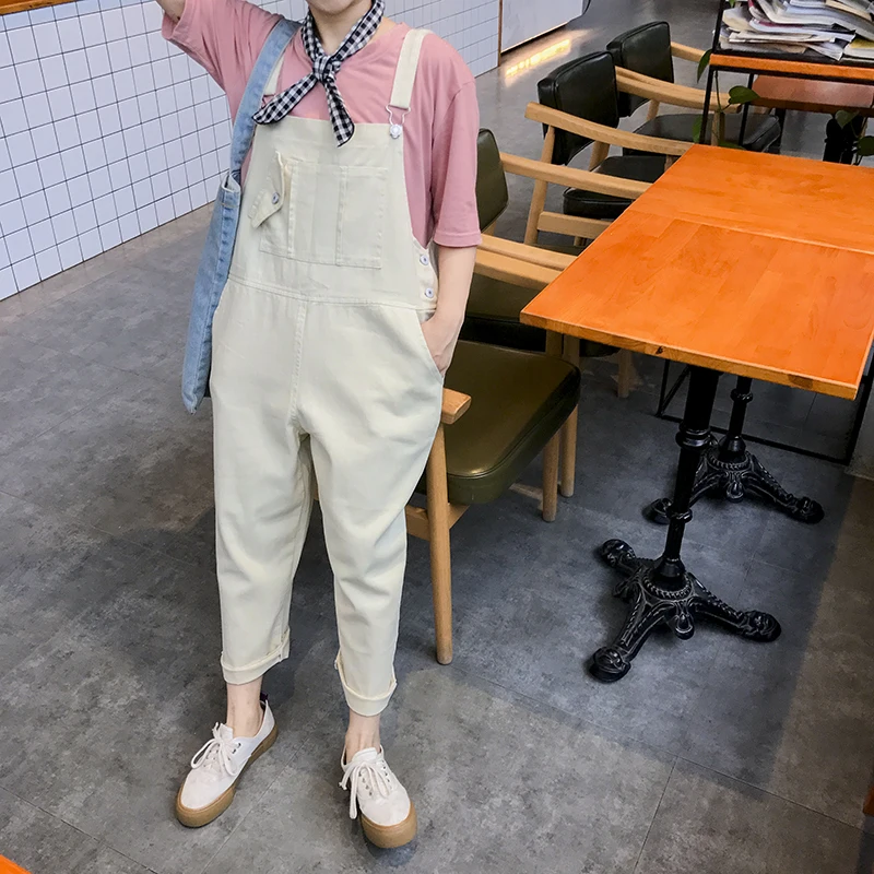 Комбинезоны для женщин с буквенным принтом фиолетовый Harajuku простой в Корейском стиле студенческие женские Комбинезоны свободные Kawaii повседневные до середины икры шик - Цвет: apricot