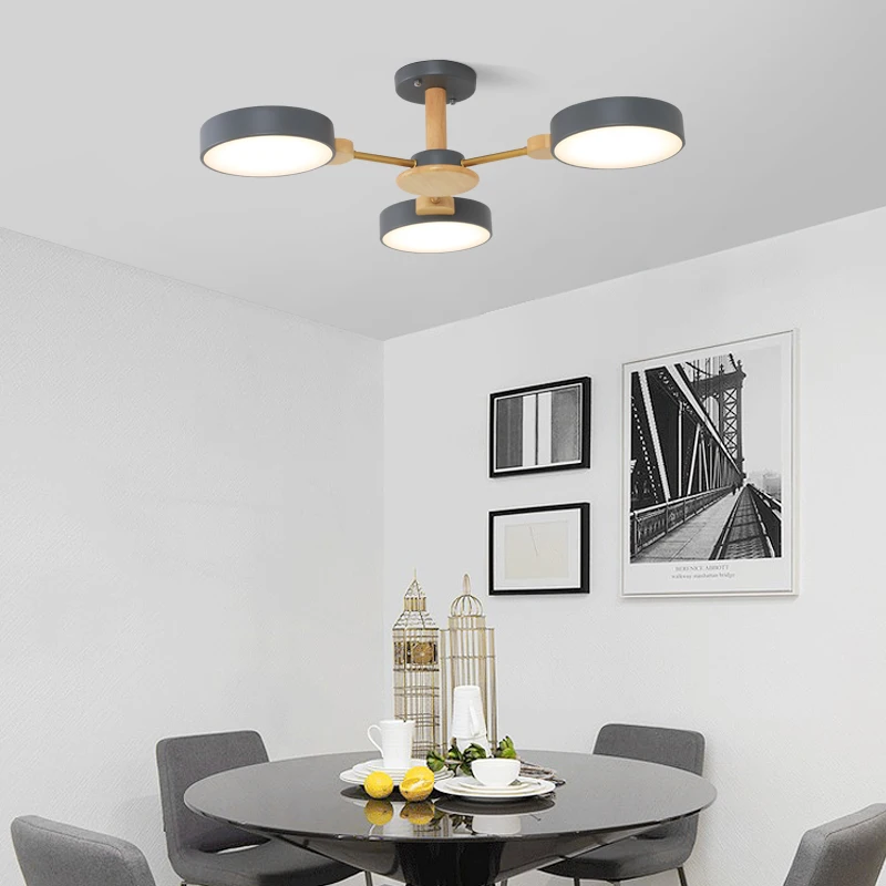 Светодиодный подвесной светильник s с металлическими абажурами для гостиной деревянные люстры 220 В