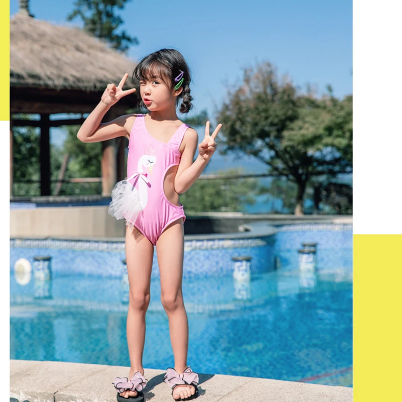 Купальник для маленьких девочек розовый купальный костюм принцессы цельный с