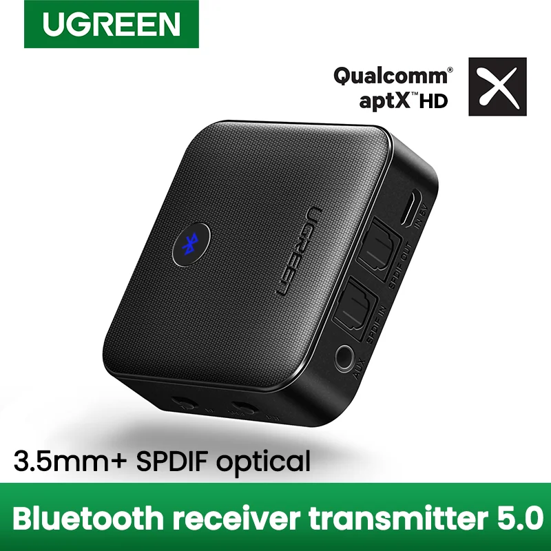 UGREEN Bluetooth 5,0 приемник передатчик aptX HD CSR8675 для ТВ наушников оптический 3,5 мм SPDIF Bluetooth AUX аудио адаптер