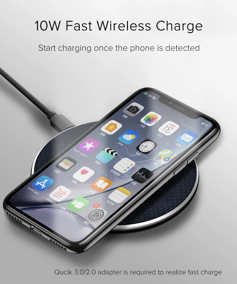 DCAE 10W Qi Wireless Charger For iPhone 11 Pro XS Max XR 8 Plus Airpods Receiver Fast Charging Pad For Samsung Note 9 10 S10 S9