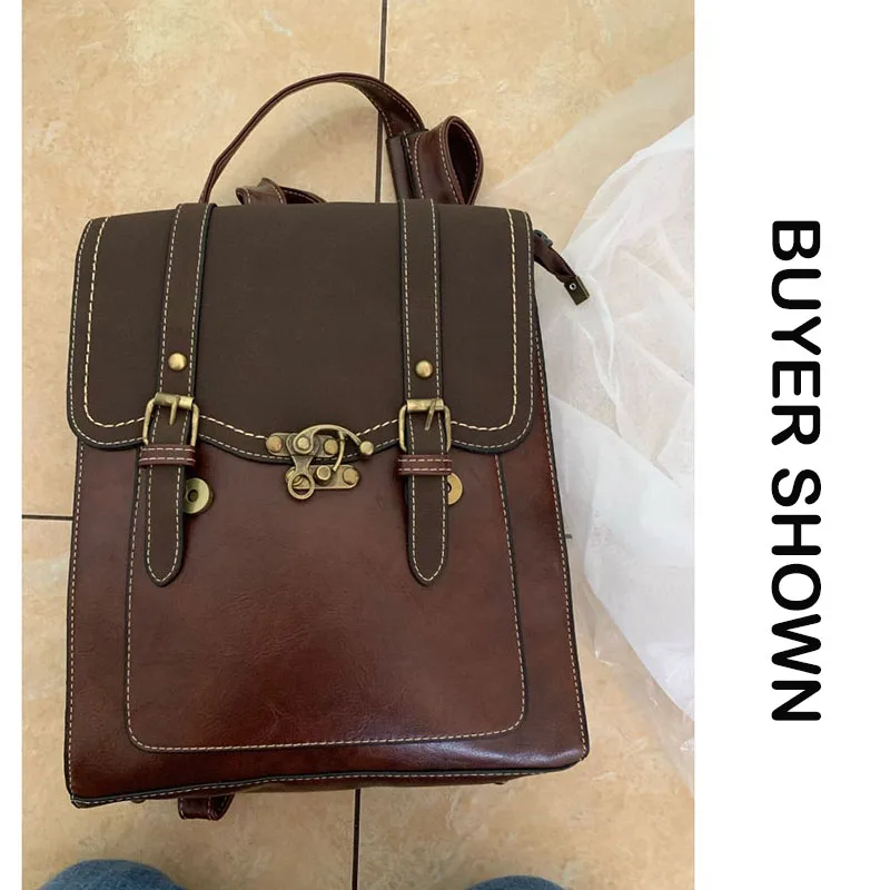 Винтажный женский рюкзак высокого качества кожаная Брендовая женская черная