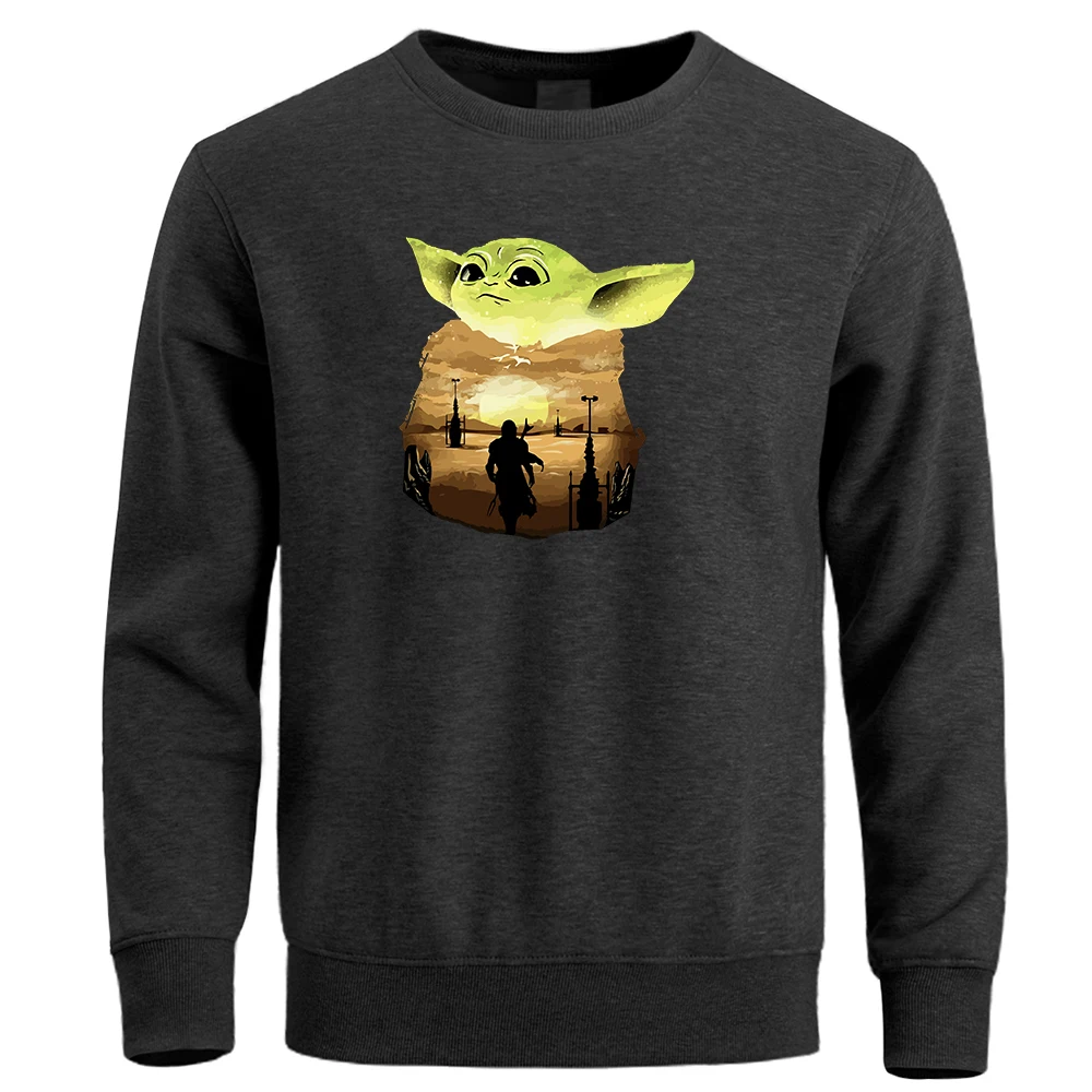 Детский свитер с Йодой для мальчиков толстовки капюшоном круглым вырезом и