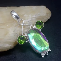 gemstonefactory jewelry big promotion 925 silver beautiful colorful topaz green peridot women ladies gifts necklace pendant 1334