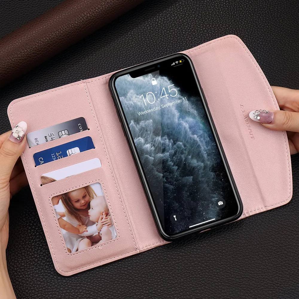 Роскошный кожаный чехол кошелек с откидной крышкой для IPhone 11 Pro Max Xs Xr магнитной