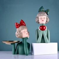 bow girl ornament porch key storage tray home decoration accessories bubble creative gift figurine