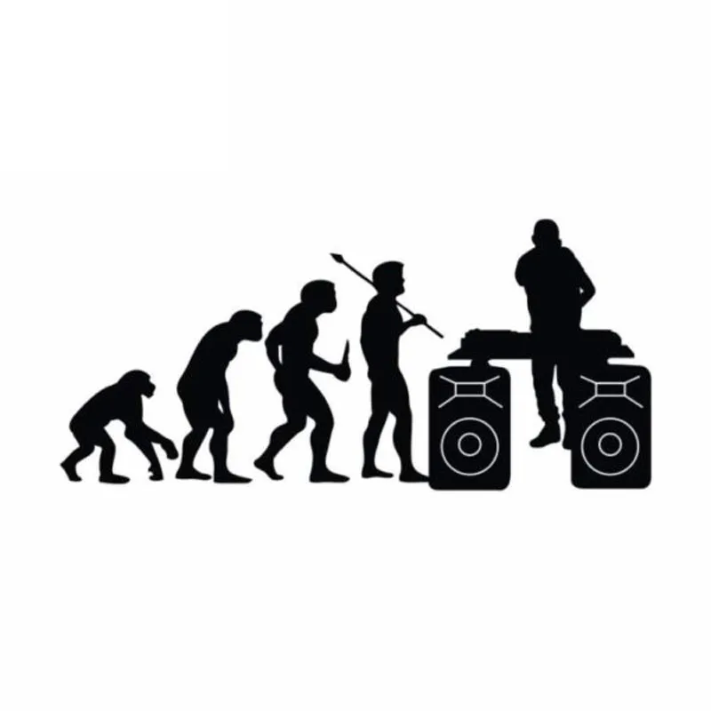 

Human Evolution DJ Music Car Sticker Windshield Bumper Motorcycle Truck Truck Outdoor Decal Vinyl Scratch Waterproof PVC