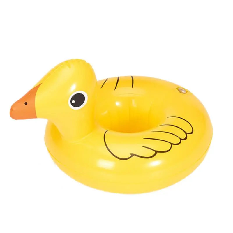 

C5AA Children Toys Little Yellow Duck Cup Holder Inflatable Coaster Floating Drink Bottle Storage Rack