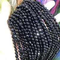 natural stone black agates beaded faceted oblate shape loose spacer beads for jewelry making diy necklace bracelet accessories