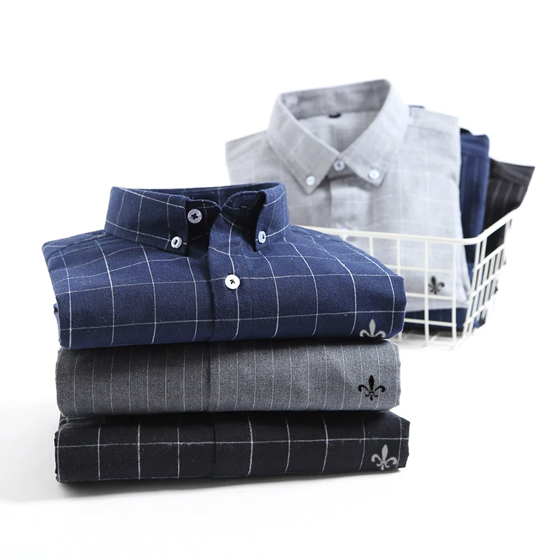 

Dudalinas Camisa Social Masculina Men's Cotton Plaid Casual Shirt No Pocket Long Sleeve Standard-fit Comfortable Shirts